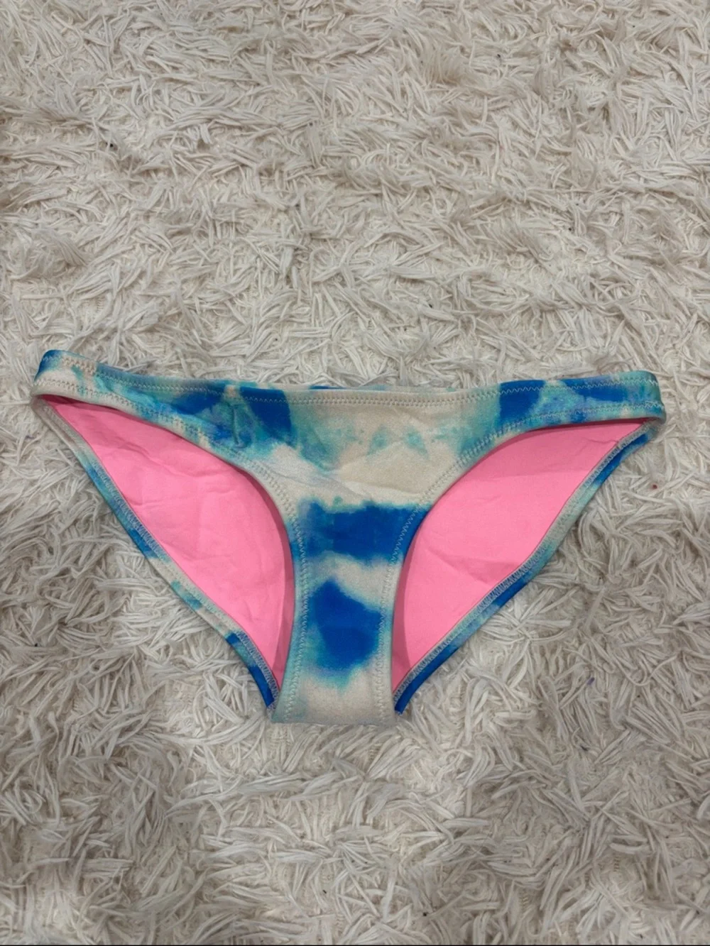 triangl swimwear Blue Tie-Dye & Pink Lined Bikini Bottoms